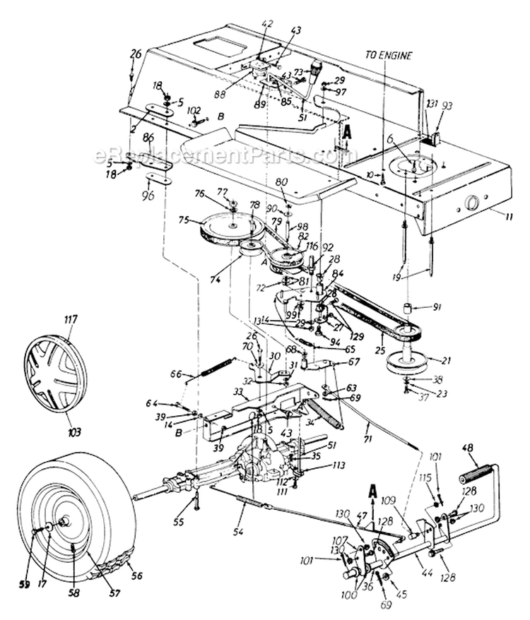 Page C Diagram and Parts List for 136M667F118 1996 MTD Lawn Tractor