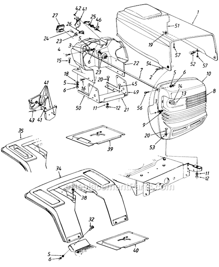 Page E Diagram and Parts List for 136M667F118 1996 MTD Lawn Tractor