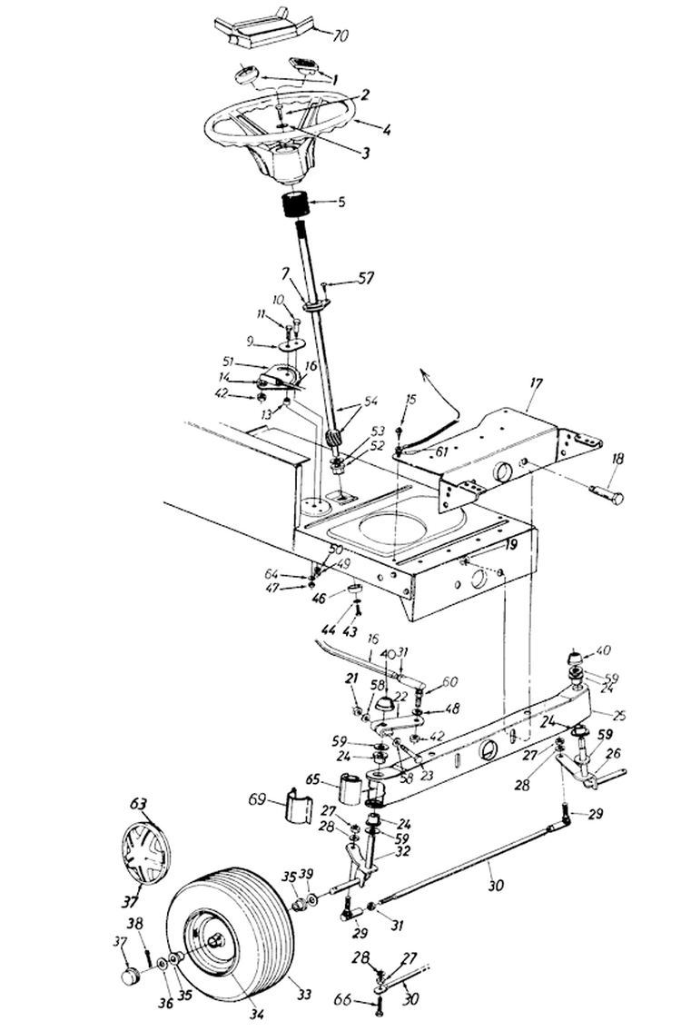 Page J Diagram and Parts List for 136M660G729 1996 MTD Lawn Tractor