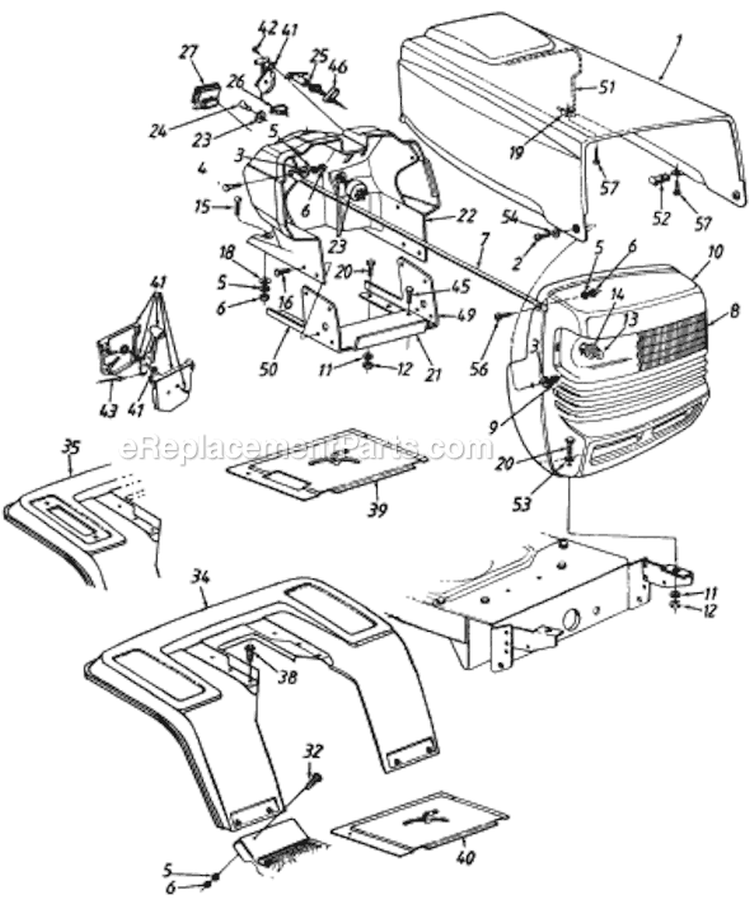 Page E Diagram and Parts List for 136M667F718 1996 MTD Lawn Tractor