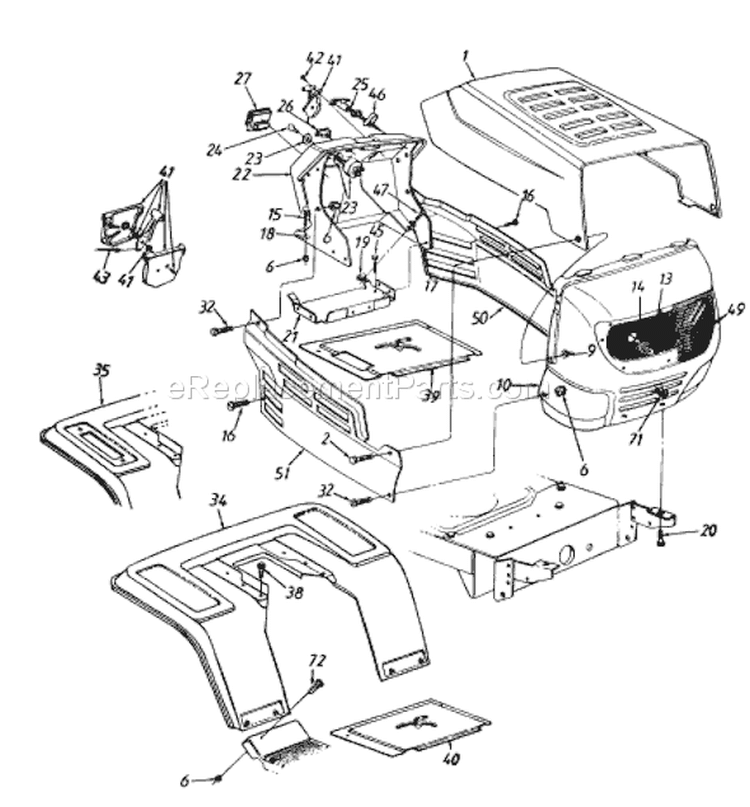 Page E Diagram and Parts List for 136M673G033 7021231 -1996 MTD Lawn Tractor