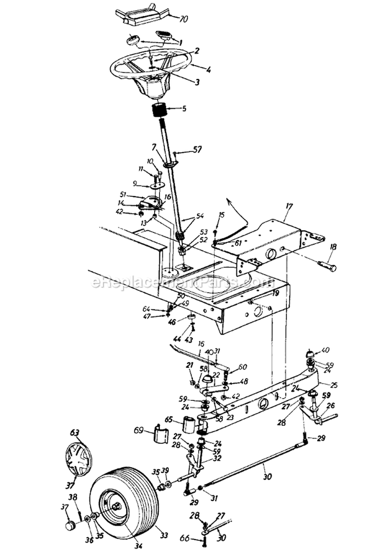 Page J Diagram and Parts List for 136M679G724 1996 MTD Lawn Tractor