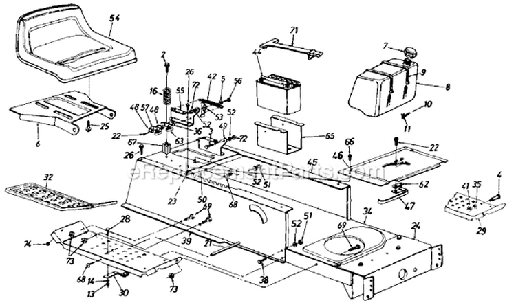 Page H Diagram and Parts List for 136M679G724 1996 MTD Lawn Tractor