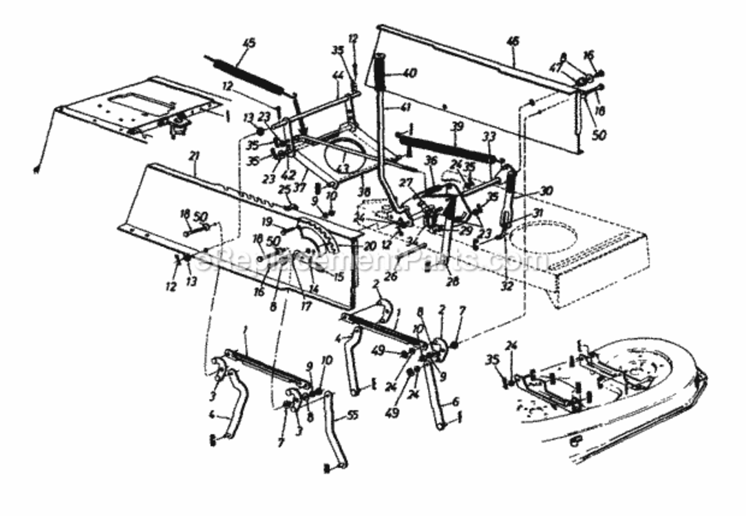 Deck_Lift_And_Hanger Diagram and Parts List for 136M695G352 1996 MTD Lawn Tractor