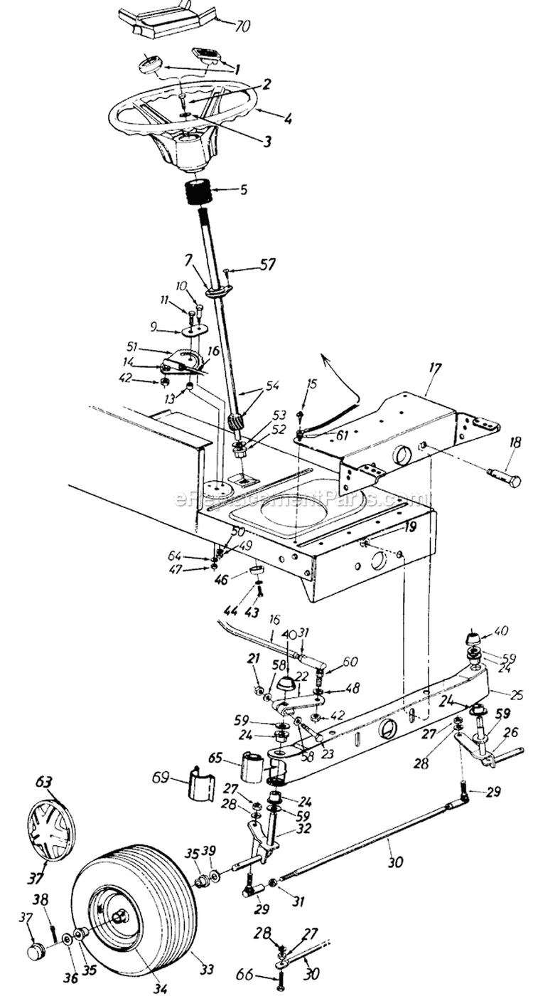 Page J Diagram and Parts List for 136S675G141 1996 MTD Lawn Tractor