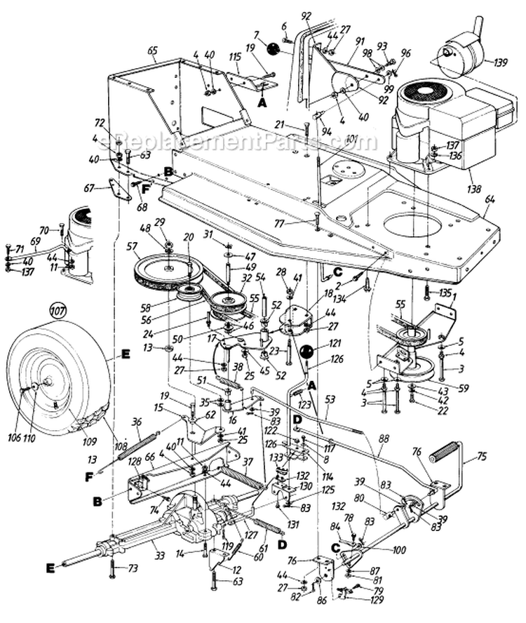 Page D Diagram and Parts List for 137-320-077 1987 MTD Lawn Tractor