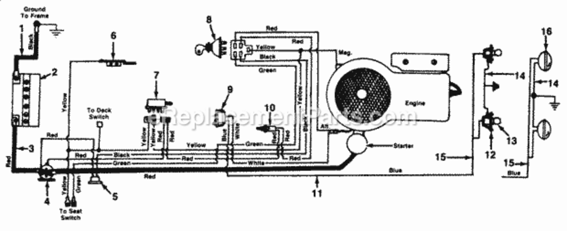 Electrical Diagram and Parts List for 137-332-087  MTD Lawn Tractor