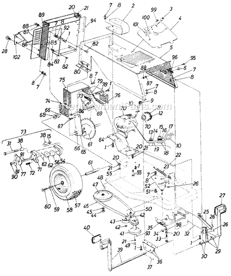 Page H Diagram and Parts List for 137-528-033 1987 MTD Lawn Tractor
