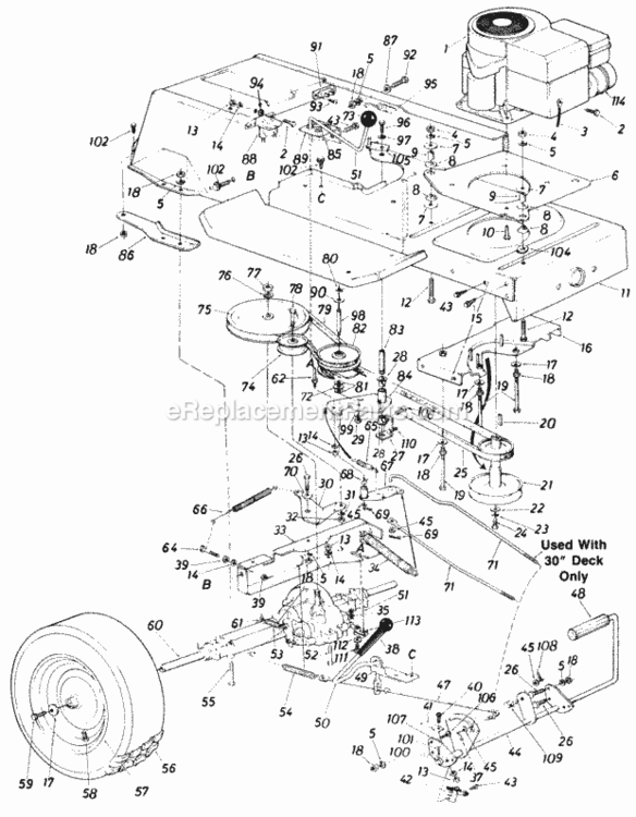 Page D Diagram and Parts List for 137-622-000 1987 MTD Lawn Tractor
