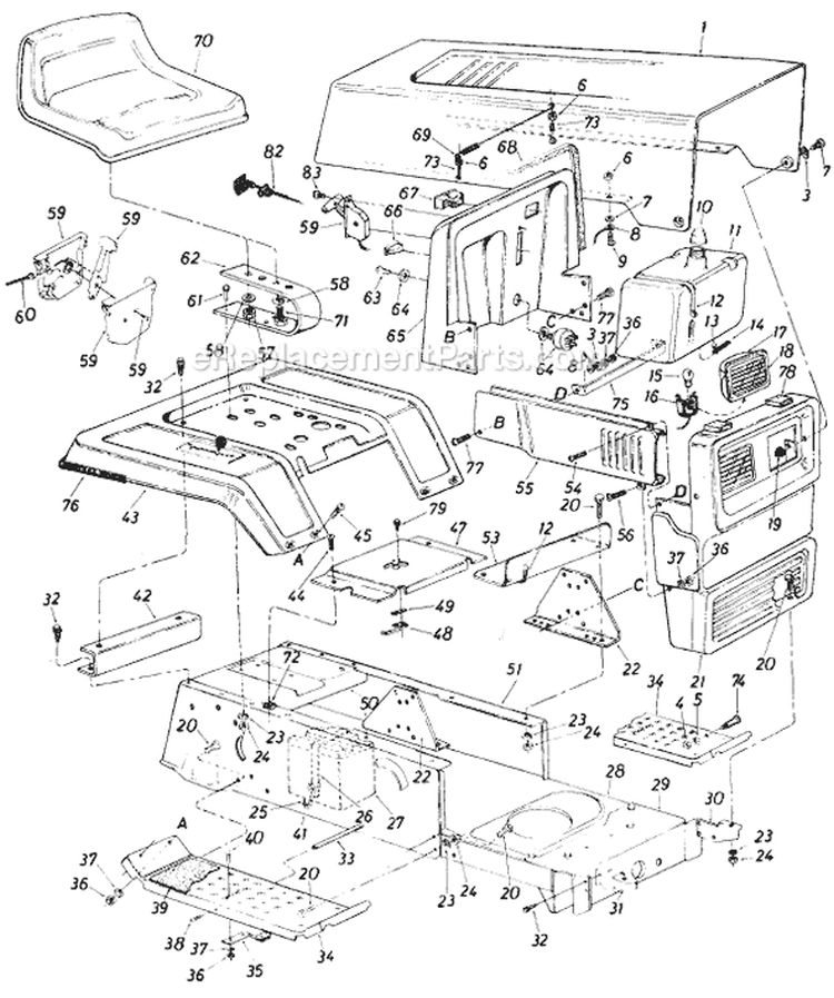 Page A Diagram and Parts List for 137-643-054 Style 3 -1987 MTD Lawn Tractor