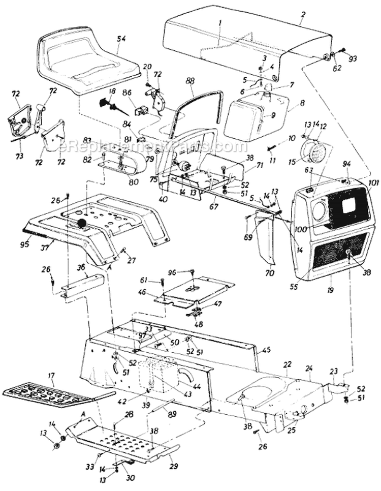Page A Diagram and Parts List for 137-656-129 1987 MTD Lawn Tractor