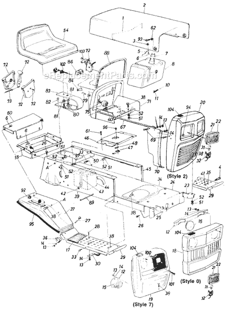 Page A Diagram and Parts List for 137-657-002 Style 7 -1987 MTD Lawn Tractor