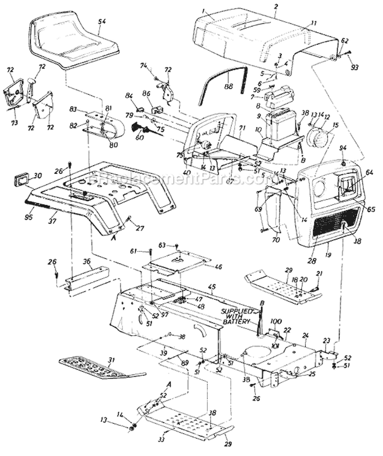 Page A Diagram and Parts List for 137-686-301 1987 MTD Lawn Tractor