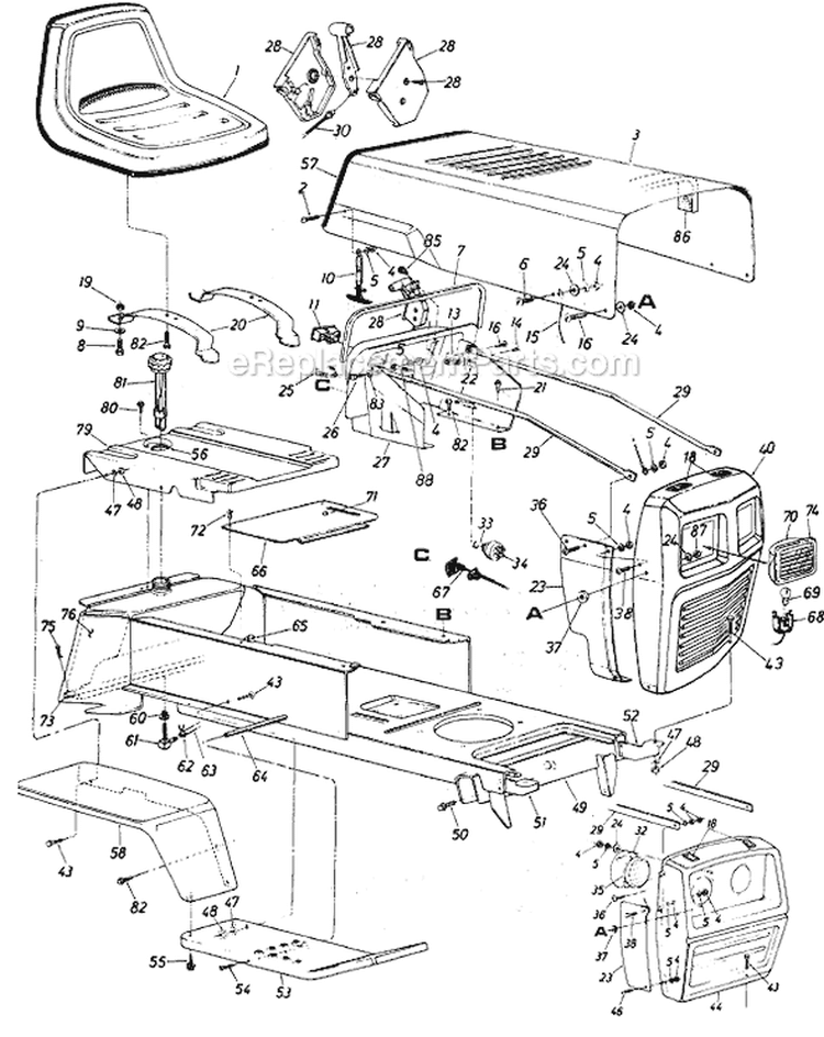 Page B Diagram and Parts List for 137-751-000 1987 MTD Lawn Tractor