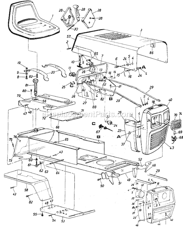 Page B Diagram and Parts List for 137-742-372 1987 MTD Lawn Tractor