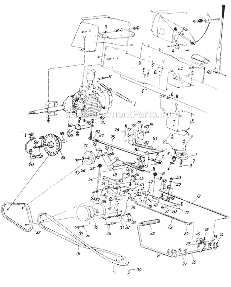 Page F Diagram and Parts List for 137-776-705 1987 MTD Lawn Tractor