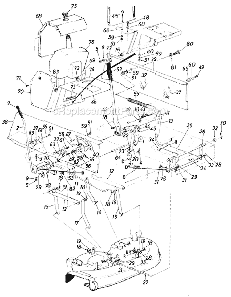 Page C Diagram and Parts List for 13705C 1986 MTD Lawn Tractor