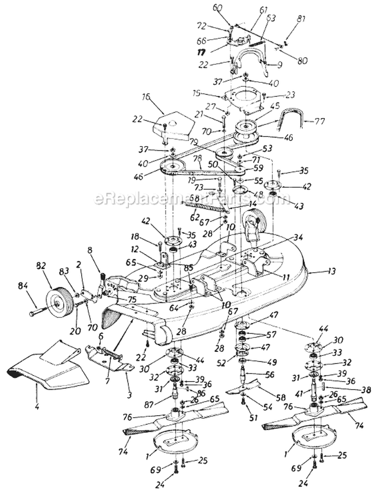 Page C Diagram and Parts List for 13705S 1985 MTD Lawn Tractor