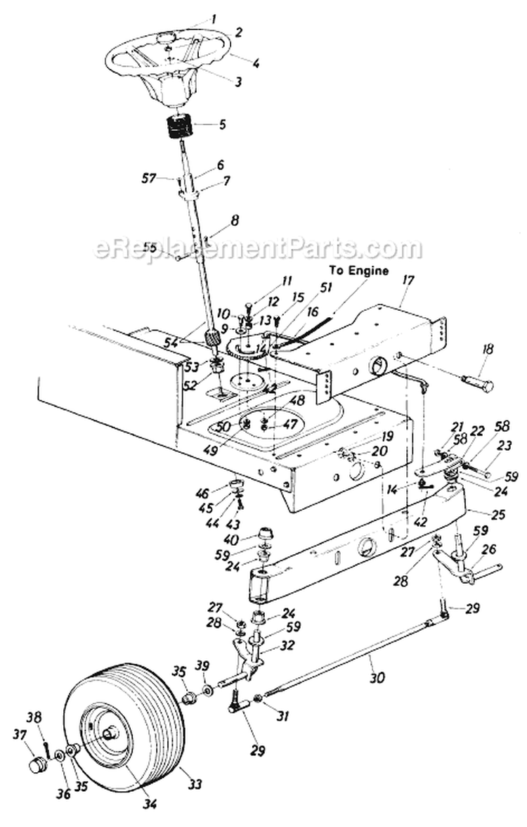 Page E Diagram and Parts List for 13705S 1985 MTD Lawn Tractor