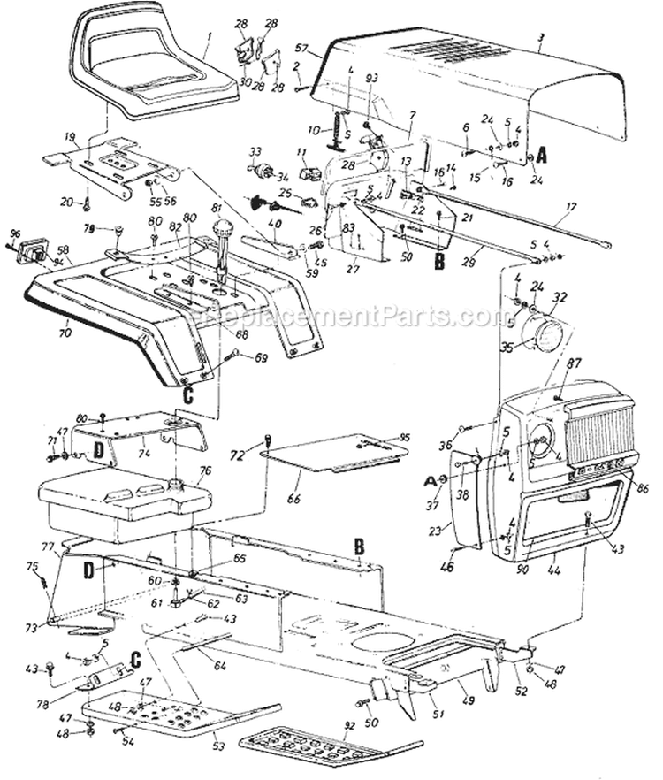 Page C Diagram and Parts List for 13735-7 1987 MTD Lawn Tractor