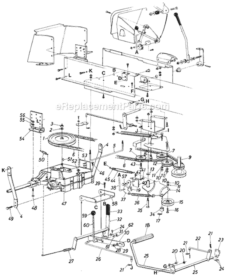 Page E Diagram and Parts List for 13735-7 1987 MTD Lawn Tractor
