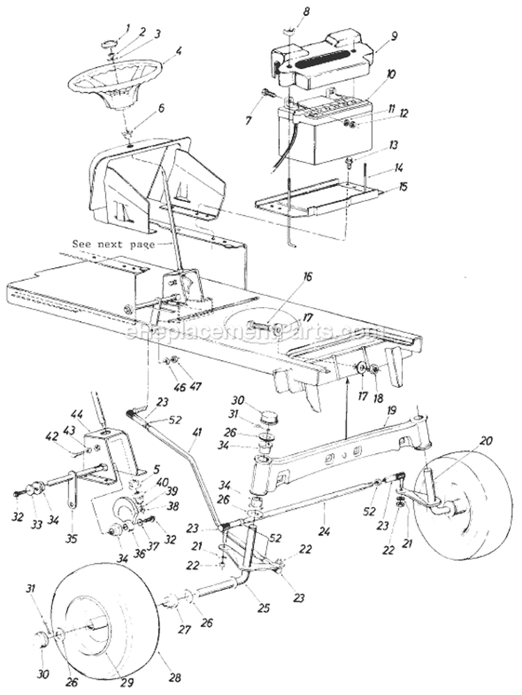 Page F Diagram and Parts List for 13735-7 1987 MTD Lawn Tractor