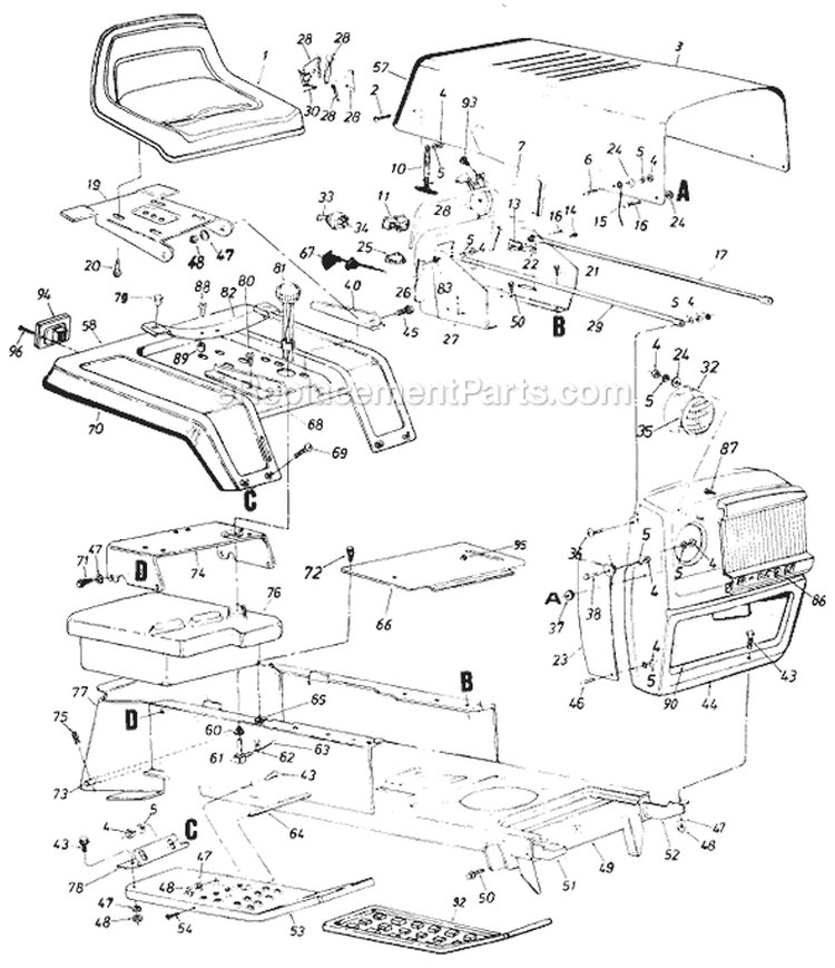 Page C Diagram and Parts List for 13735-8 1988 MTD Lawn Tractor