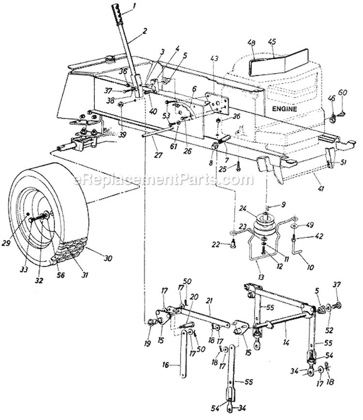 Page F Diagram and Parts List for 13735-9 1989 MTD Lawn Tractor