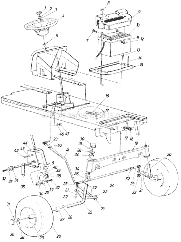 Page G Diagram and Parts List for 13785-7 1987 MTD Lawn Tractor