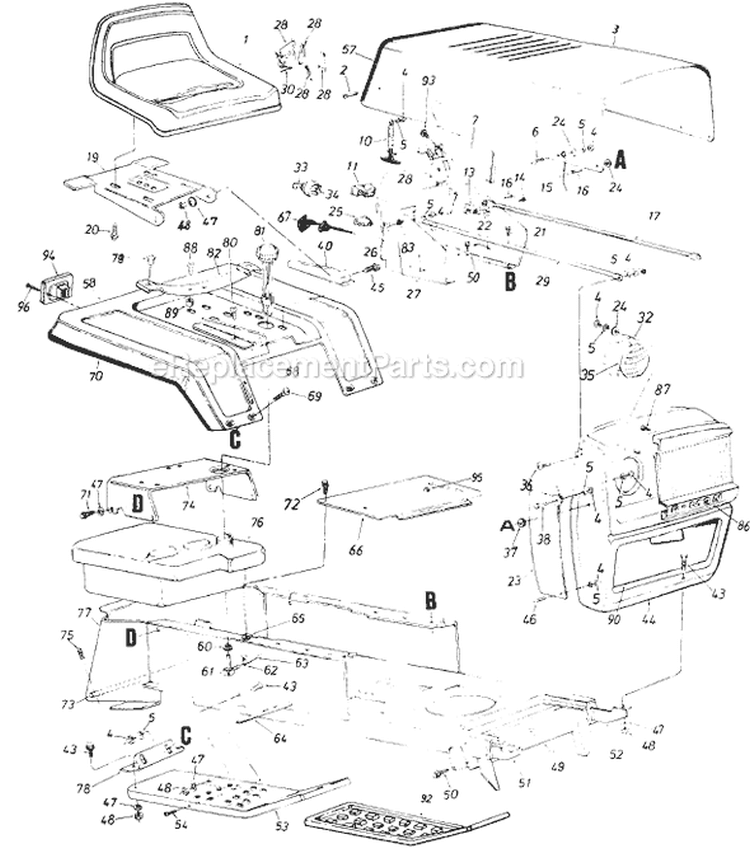 Page D Diagram and Parts List for 13785-8 1988 MTD Lawn Tractor