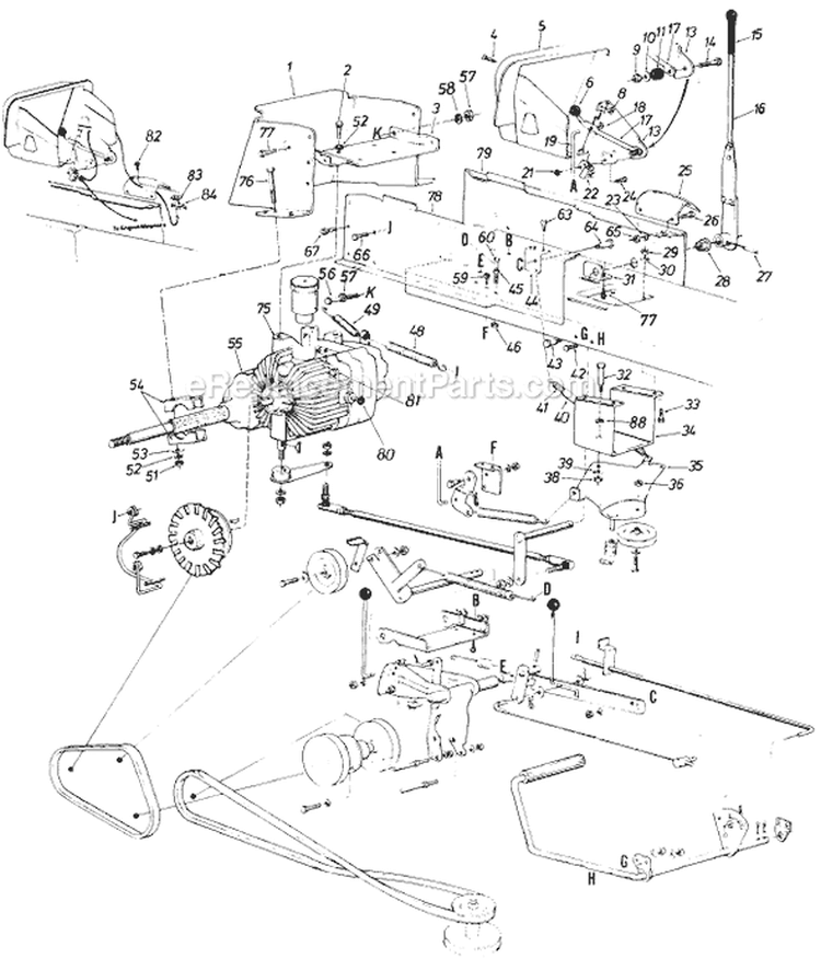 Page E Diagram and Parts List for 13785-8 1988 MTD Lawn Tractor