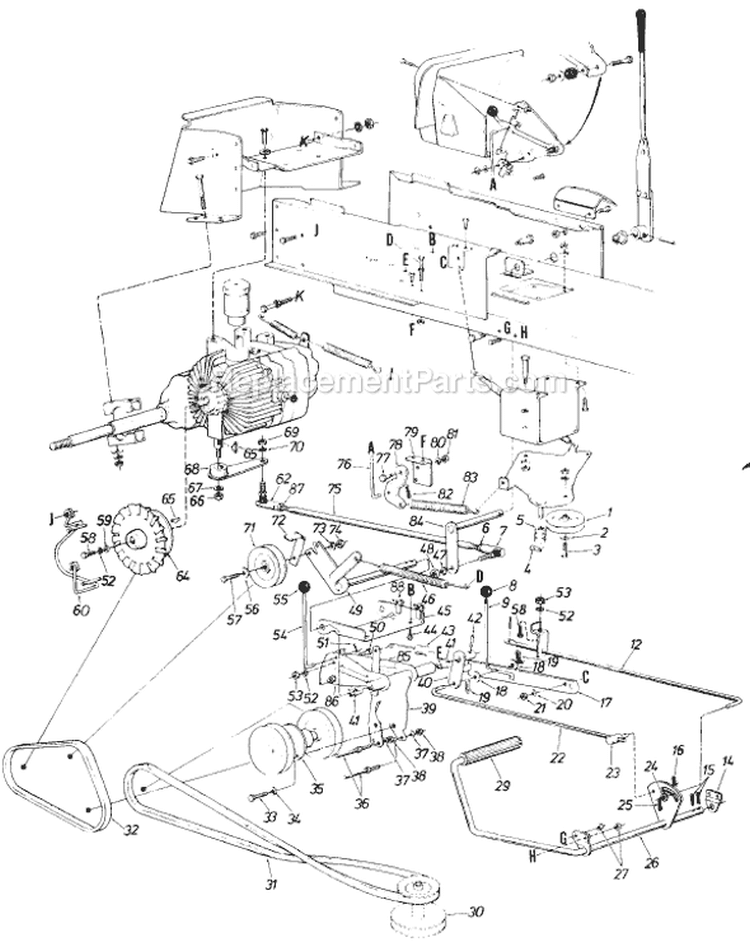 Page F Diagram and Parts List for 13785-8 1988 MTD Lawn Tractor