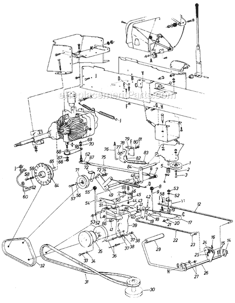 Page D Diagram and Parts List for 13785C 1986 MTD Lawn Tractor
