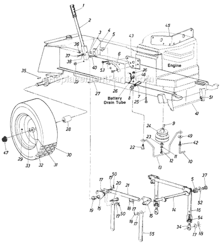 Page F Diagram and Parts List for 13785C 1986 MTD Lawn Tractor
