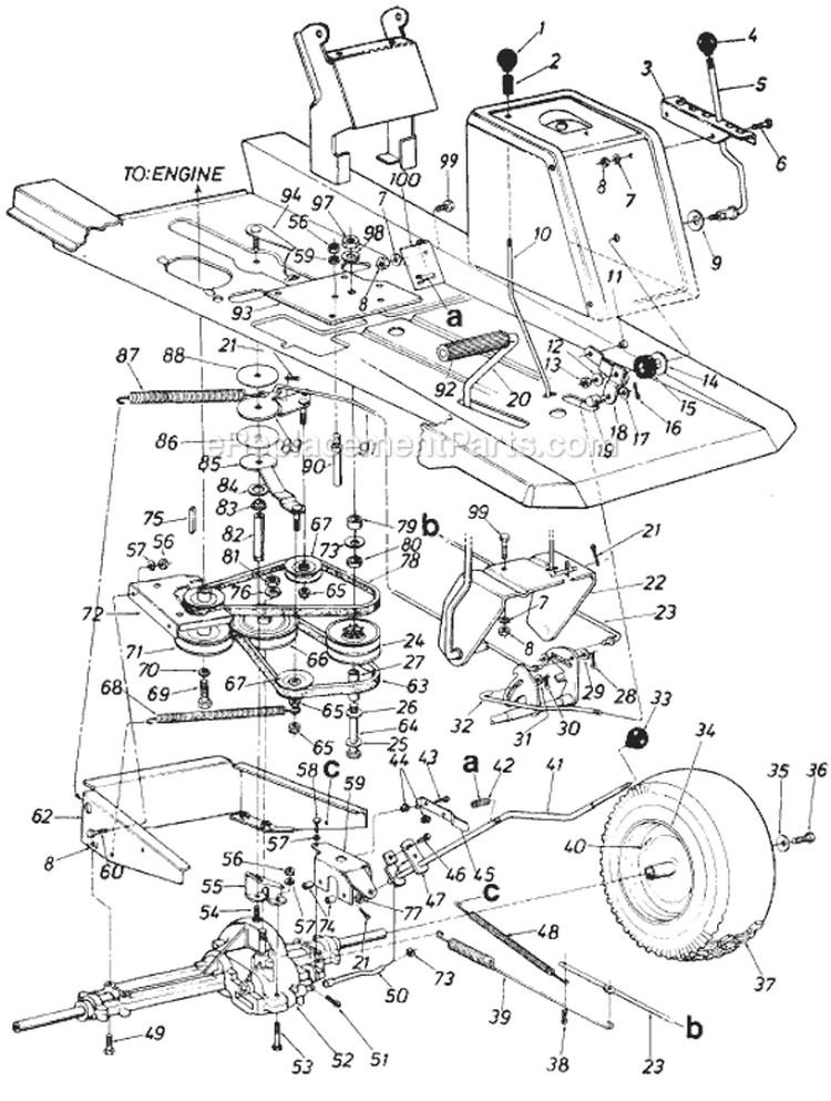 Page B Diagram and Parts List for 138-503-372 1988 MTD Lawn Tractor