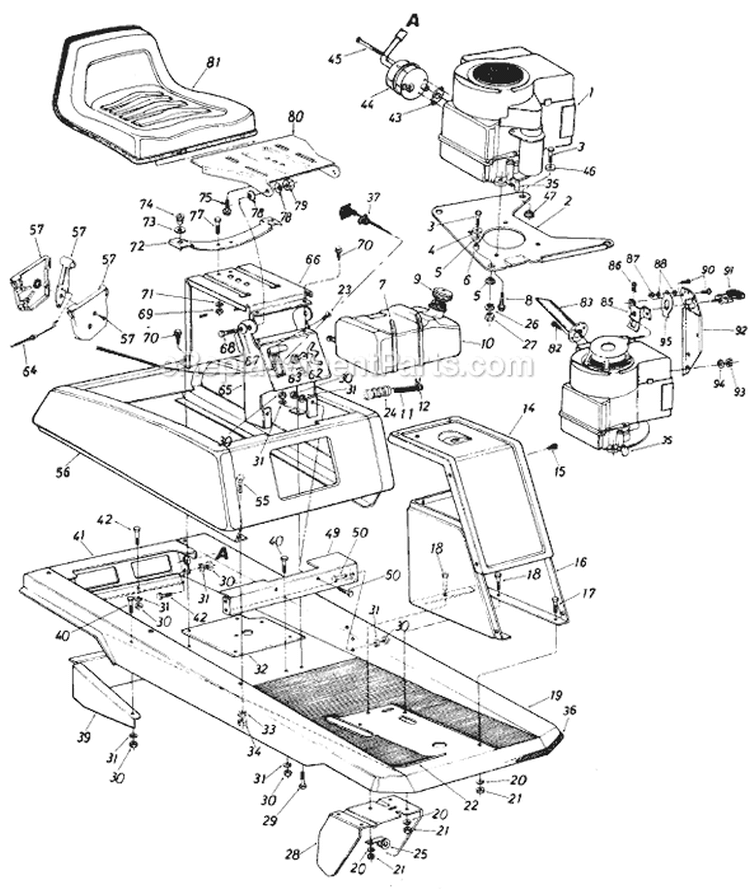 Page C Diagram and Parts List for 138-506-029 1988 MTD Lawn Tractor