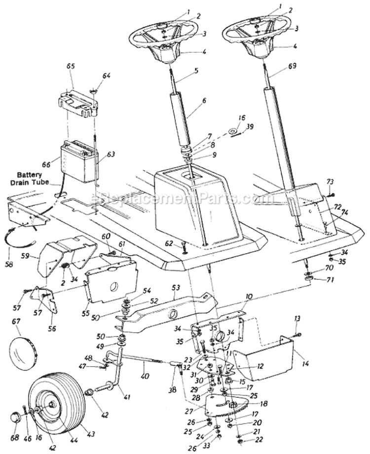 Page E Diagram and Parts List for 138-506-029 1988 MTD Lawn Tractor