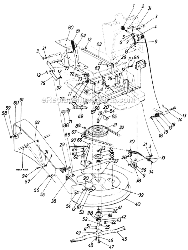 Page E Diagram and Parts List for 138-526-131 1988 MTD Lawn Tractor