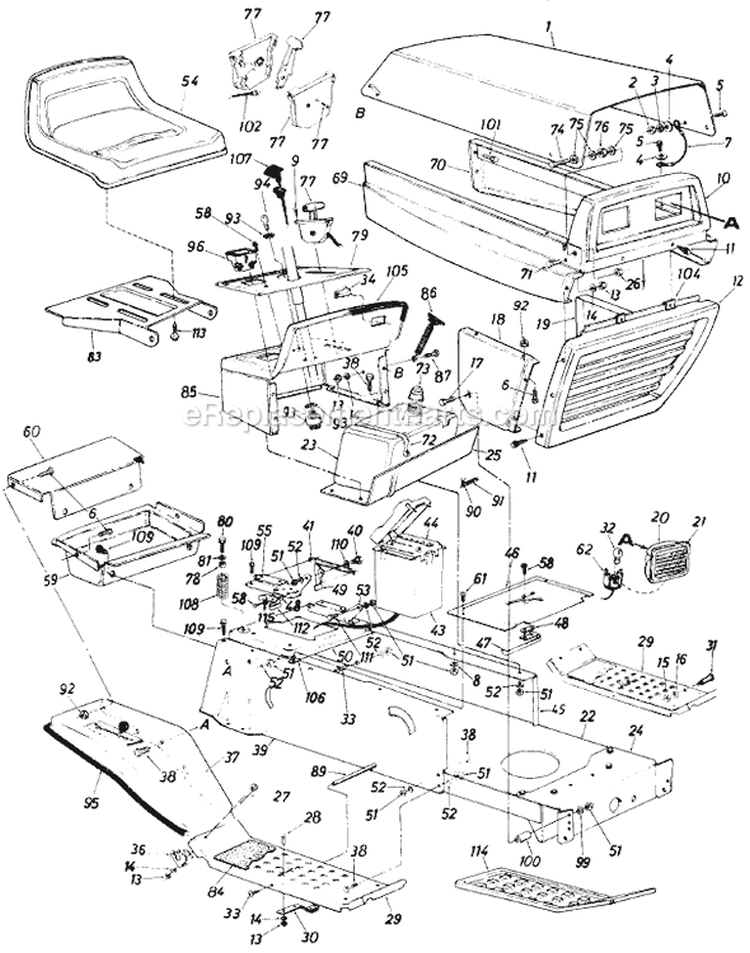 Page A Diagram and Parts List for 138-531-000 1988 -Style 1 MTD Lawn Tractor