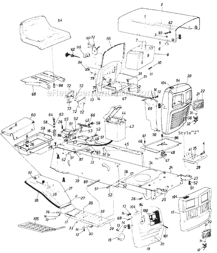 Page A Diagram and Parts List for 138-542-022 1988 -Style 2 MTD Lawn Tractor