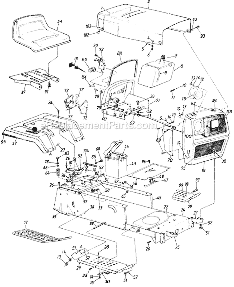 Page A Diagram and Parts List for 138-656-401 1988 MTD Lawn Tractor