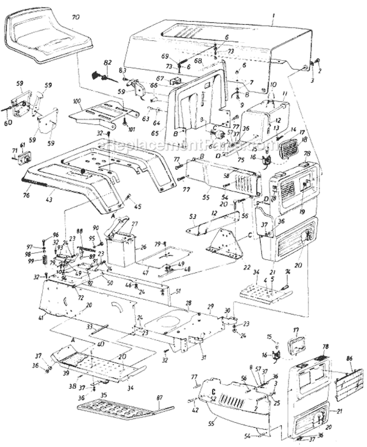 Page B Diagram and Parts List for 138-658-026 1988 -Style 8 MTD Lawn Tractor