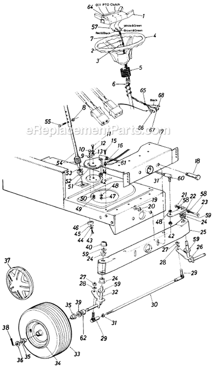 Page D Diagram and Parts List for 138-664-029 1988 MTD Lawn Tractor