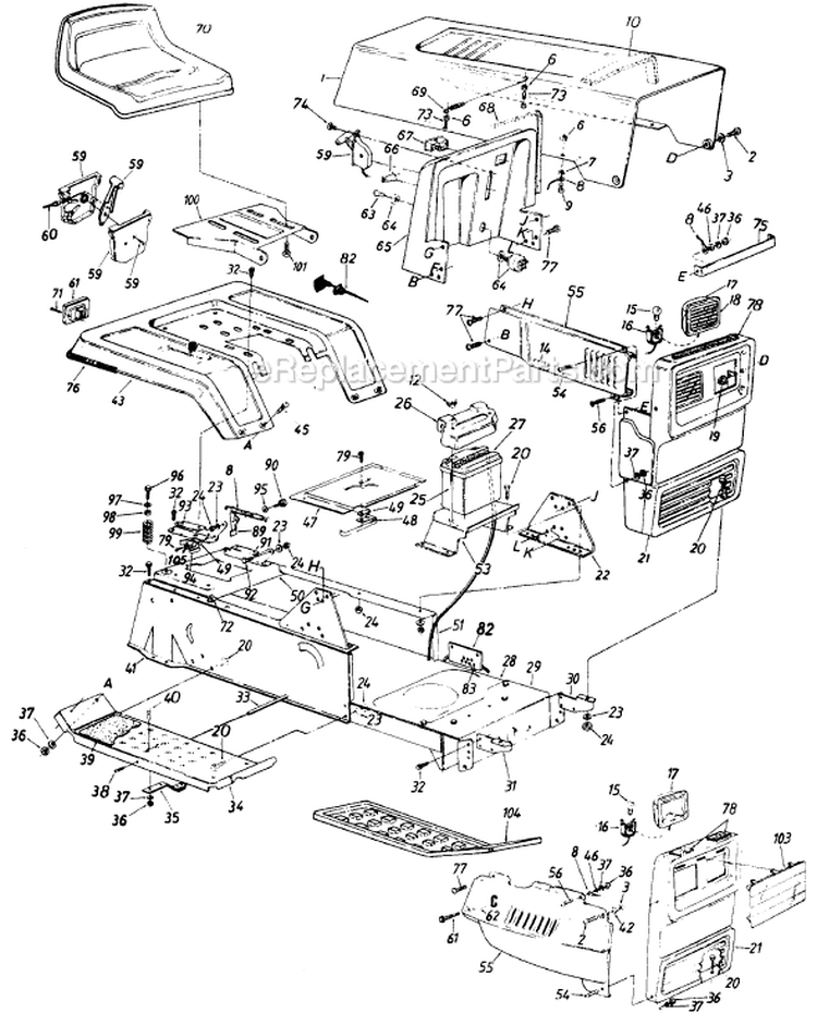Page B Diagram and Parts List for 138-688-745 1988 -Style 8 MTD Lawn Tractor