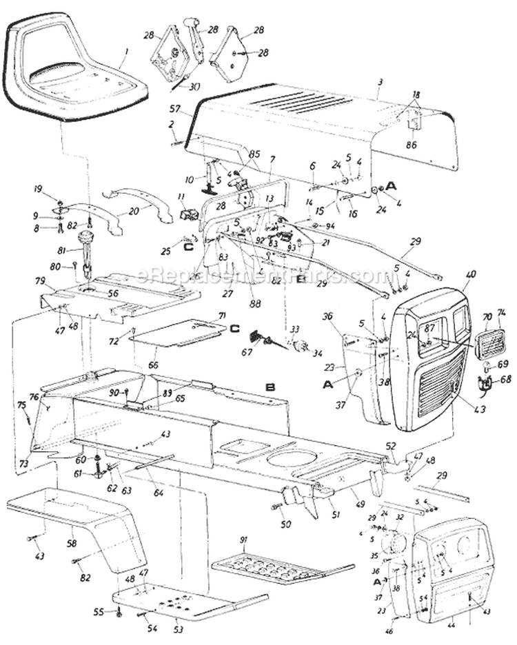 Page B Diagram and Parts List for 752-032 1988 MTD Lawn Tractor