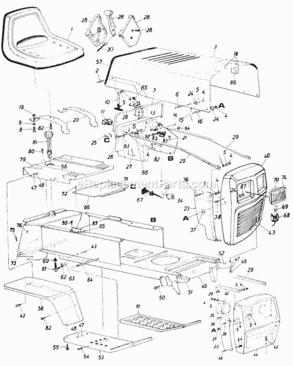 Parts Diagram and Parts List for 138-752-192  MTD Lawn Tractor