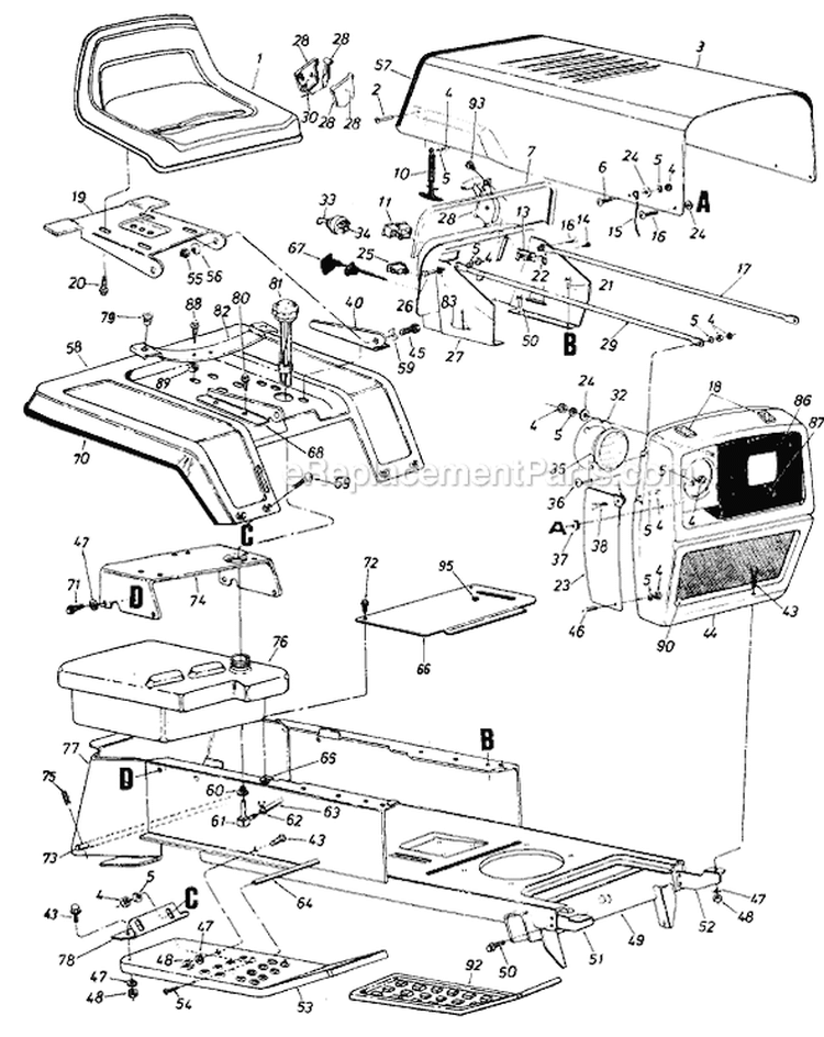 Page A Diagram and Parts List for 138-756-000 1988 MTD Lawn Tractor