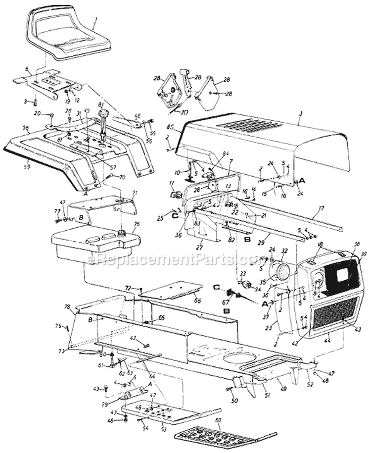 Page C Diagram and Parts List for 138-786-000 1988 MTD Lawn Tractor