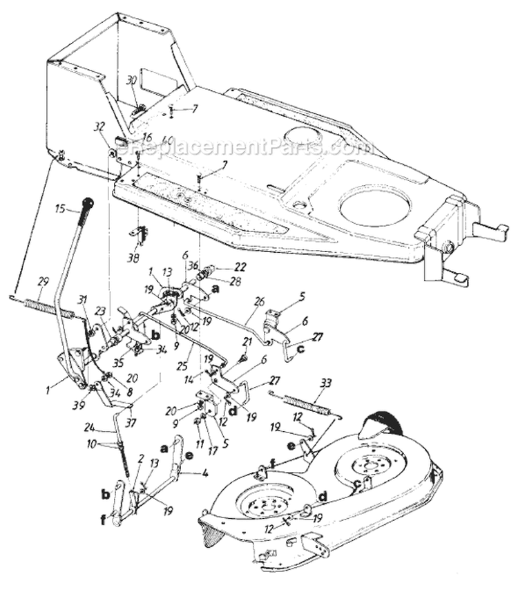 Page B Diagram and Parts List for 504-327 1989 MTD Lawn Tractor