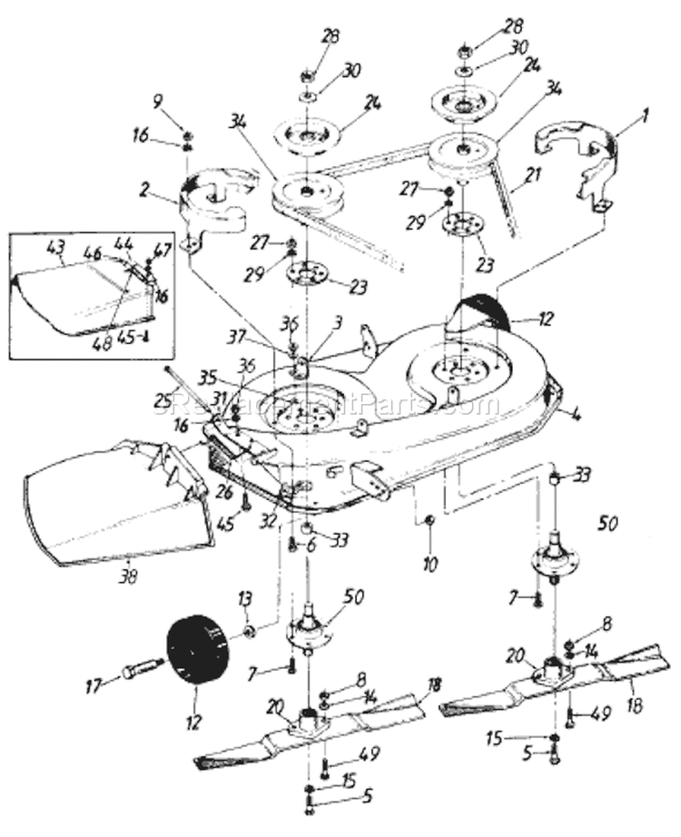 Page F Diagram and Parts List for 139-322-033 73527 -1989 MTD Lawn Tractor